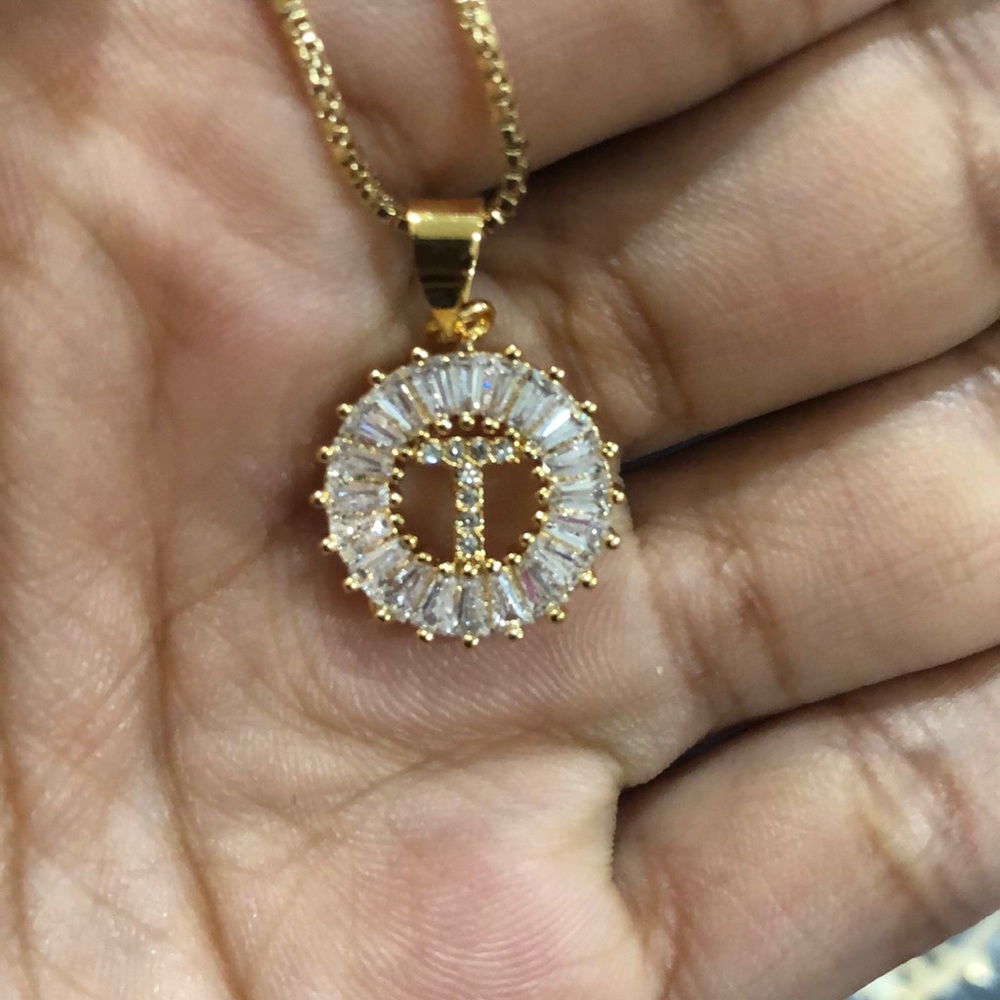 T Initial Gold Plated Necklace